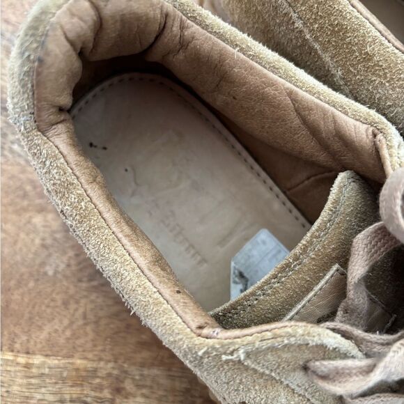 Tan Athletic Shoes with Platform Sole and Suede Finish - Picture 7 of 9